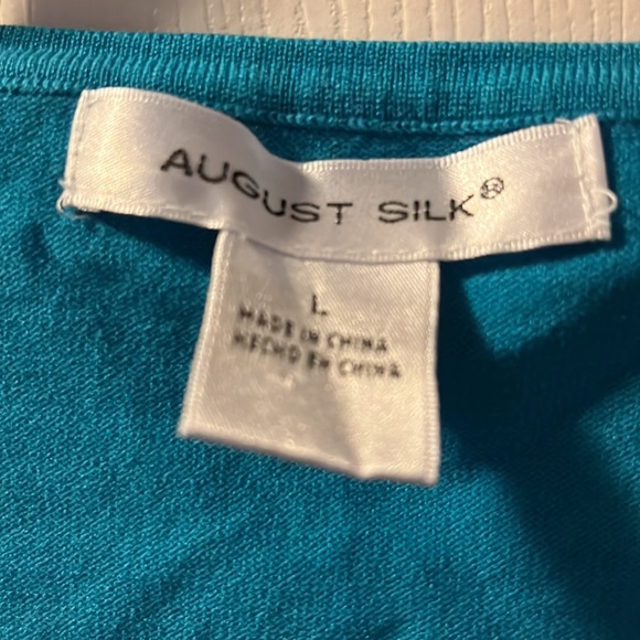 Women’s Knit Tank Top Light Sweater Teal Blue LG August Silk Sleeveless Summer - Picture 3 of 5